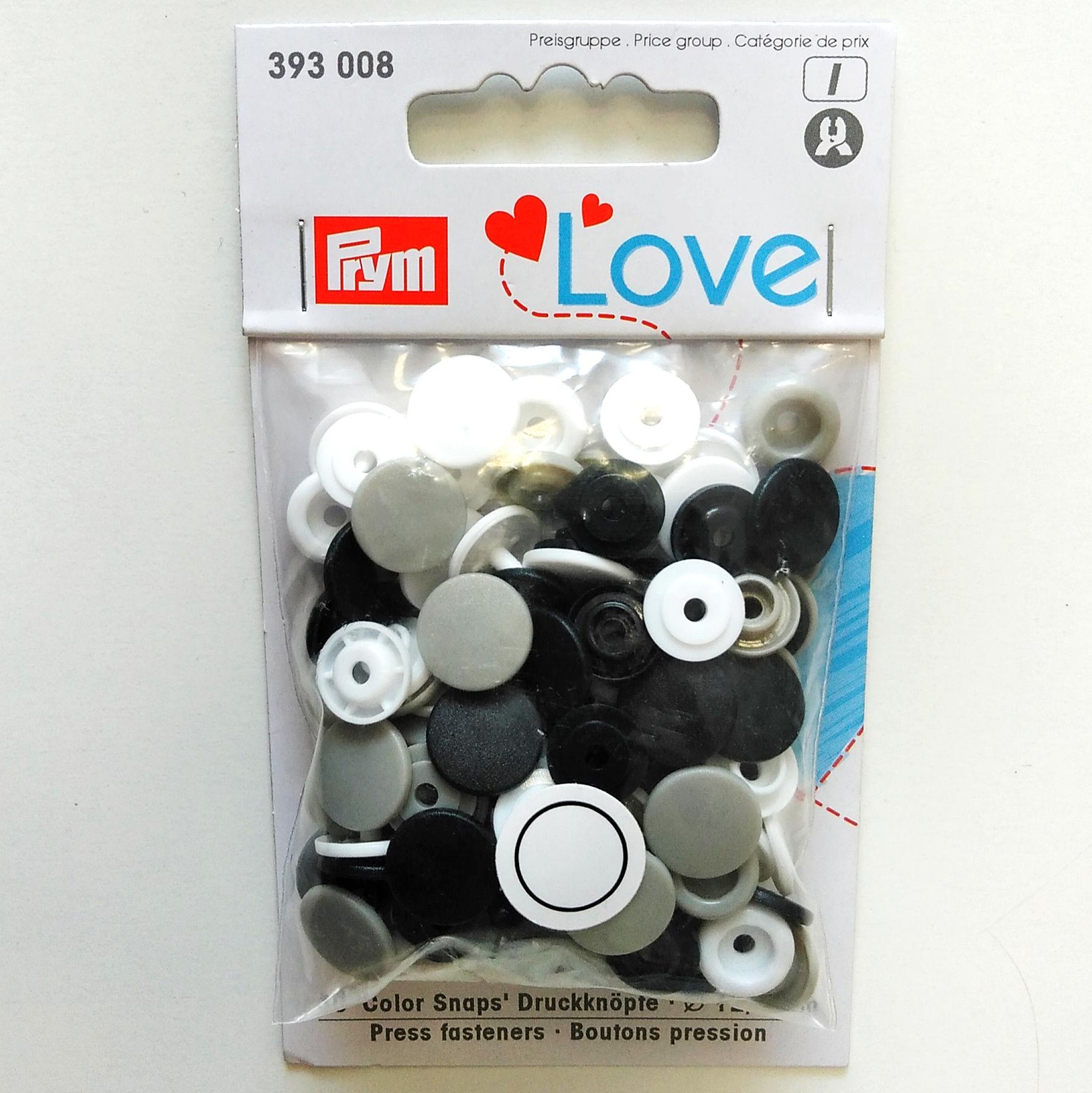 Patentky kulaté 12,4 mm mix bílé, šedé, černé